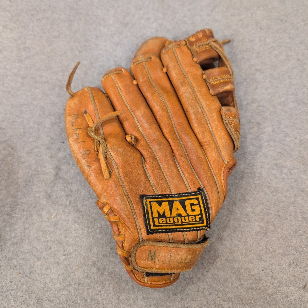 MAG Leaguer Baseball Glove Tan Leather Right Hand Throw EZ-Catch Pocket Rawhide - Picture 2 of 5
